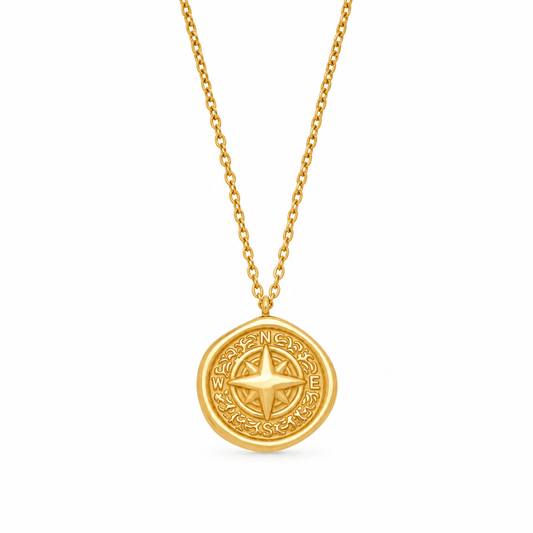 Marley Golden Compass Necklace - CLAYCALI