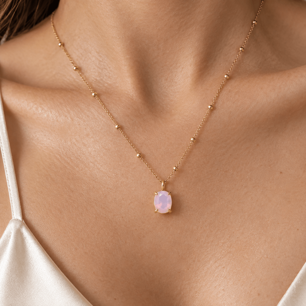 Opal Solitaire Necklace - CLAYCALI