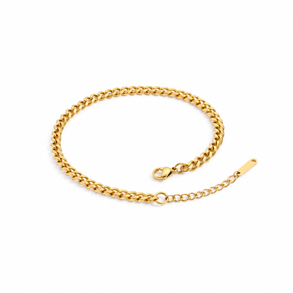 Delaney Gold Chain Anklet — white background