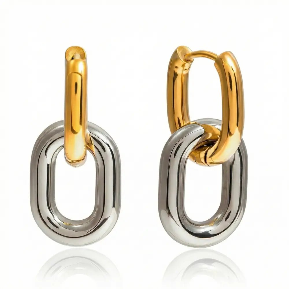 Clay Two Tone Double Hoops