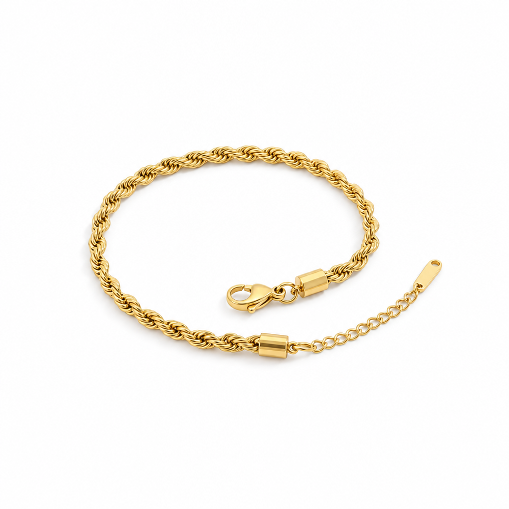 Emery Rope Chain Anklet — white background