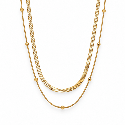 Rhea Snake & Satellite Chain Layered Necklace - CLAYCALI