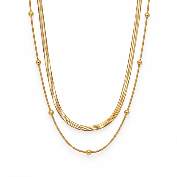 Rhea Snake & Satellite Chain Layered Necklace