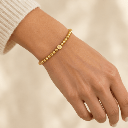 Ruby Engraved Initial Beaded Bracelet - CLAYCALI