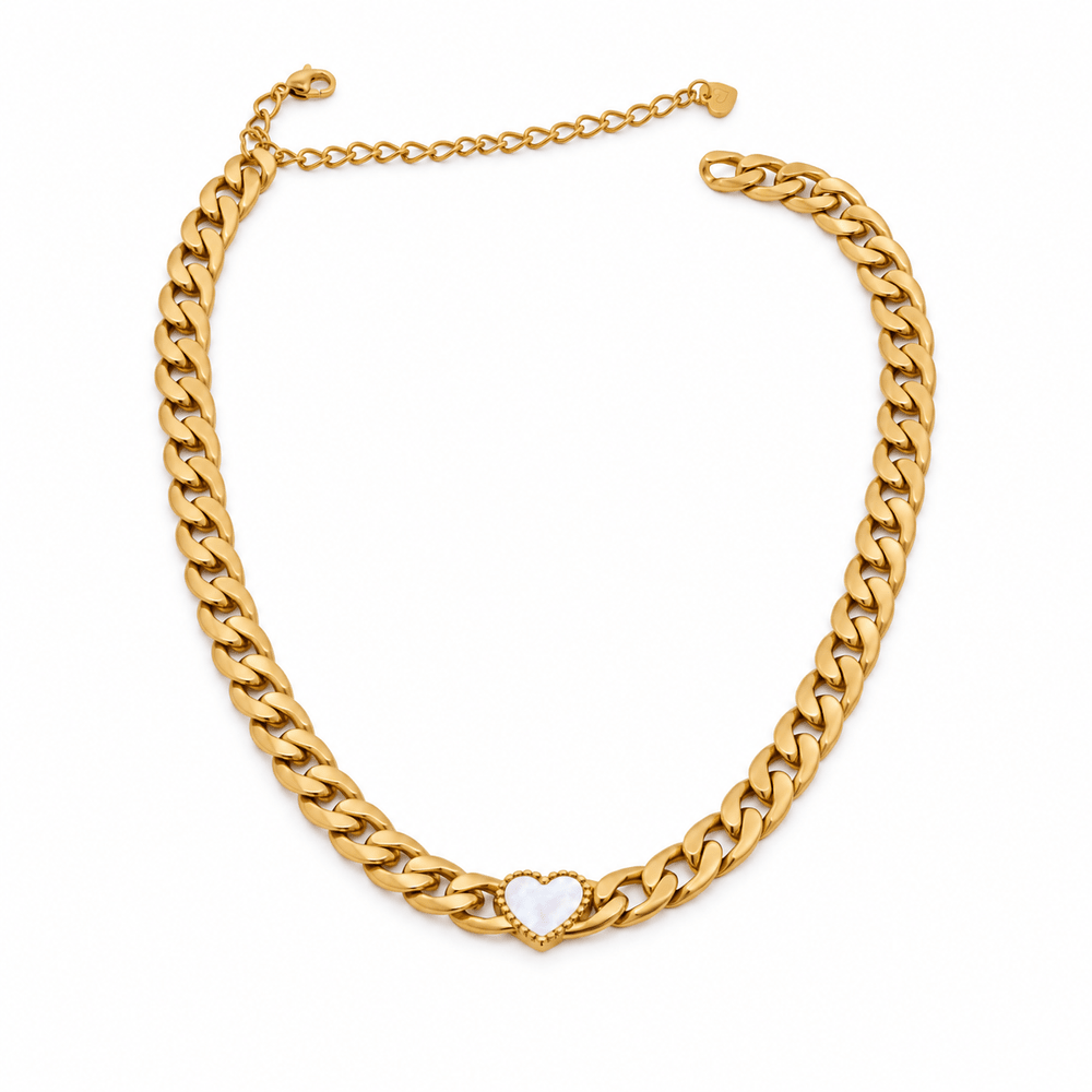 Elle Ember Heart Curb Chain Necklace - CLAYCALI