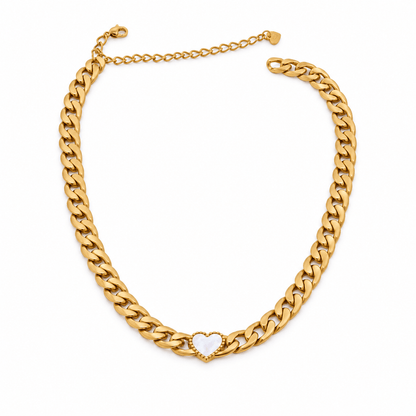 Elle Ember Heart Curb Chain Necklace - CLAYCALI