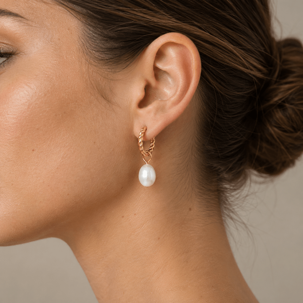 Rory Mini Twisted Pearl Hoops - CLAYCALI