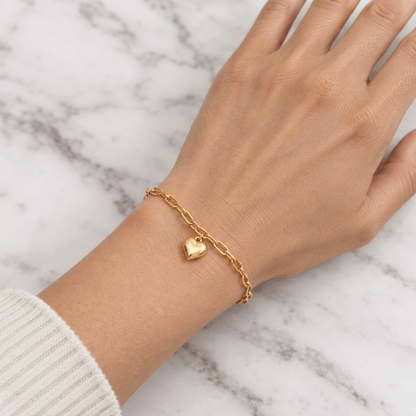 Piper Paperclip Heart Charm Bracelet - CLAYCALI
