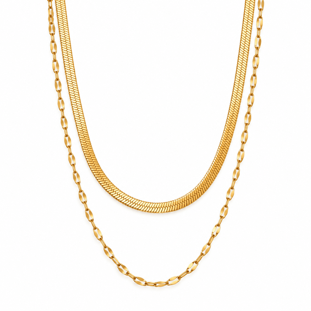 Laila Snake & Sequin Chain Layered Necklace - CLAYCALI