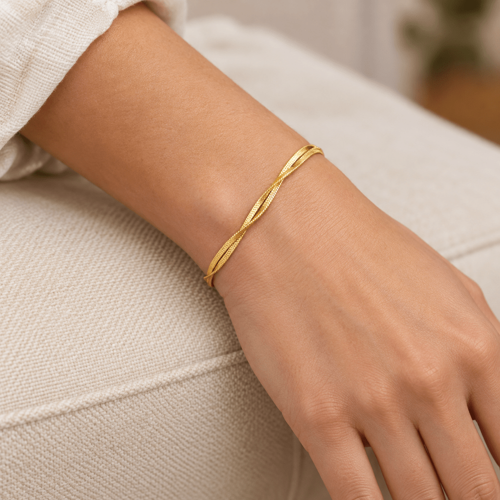 Tatum Double Snake Chain Layered Bracelet - CLAYCALI