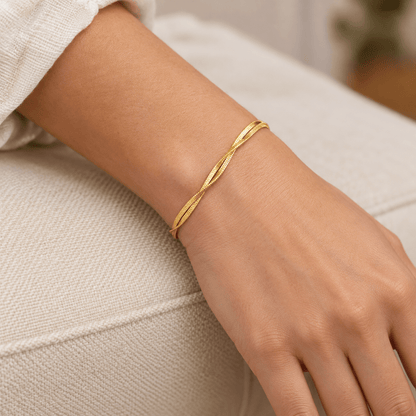 Tatum Double Snake Chain Layered Bracelet - CLAYCALI