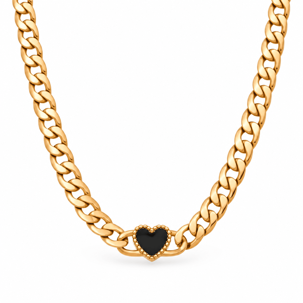 Elle Ember Heart Curb Chain Necklace - CLAYCALI