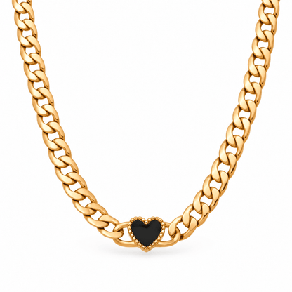 Elle Ember Heart Curb Chain Necklace - CLAYCALI