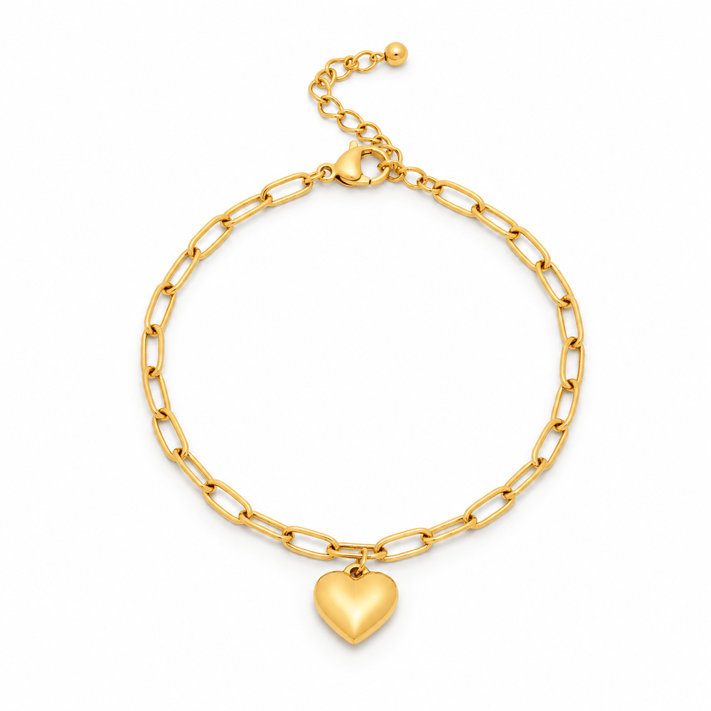 Piper Paperclip Heart Charm Bracelet - CLAYCALI