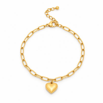 Piper Paperclip Heart Charm Bracelet - CLAYCALI
