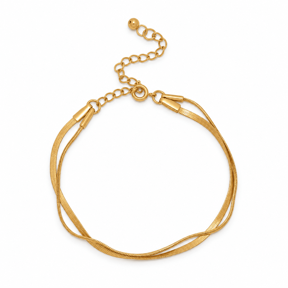 Tatum Double Snake Chain Layered Bracelet - CLAYCALI