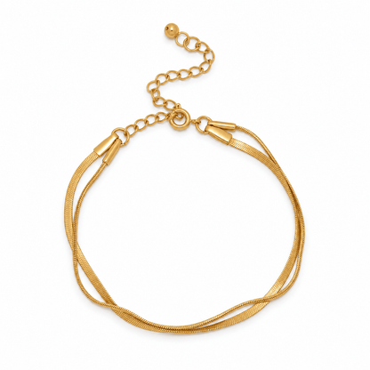 Tatum Double Snake Chain Layered Bracelet - CLAYCALI