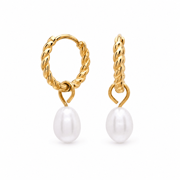 Rory Mini Twisted Pearl Hoops