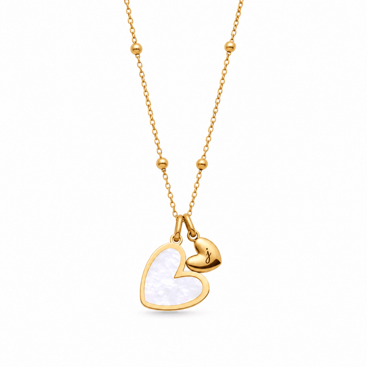 Josie Initial Heart Duo Necklace - CLAYCALI