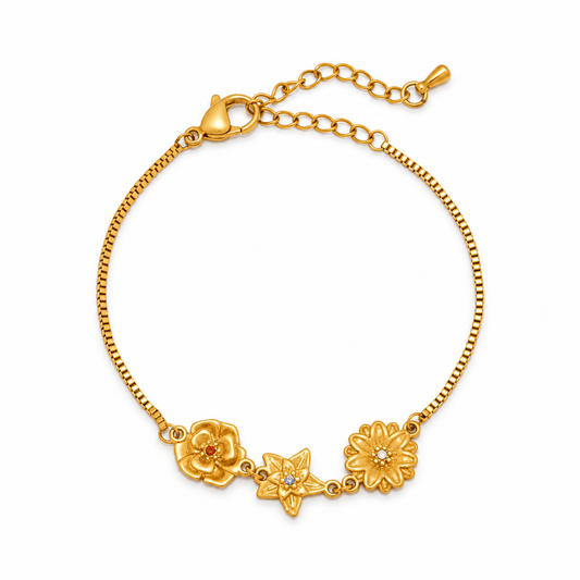 Iris Personalized Birth Flower Charm Bracelet - CLAYCALI