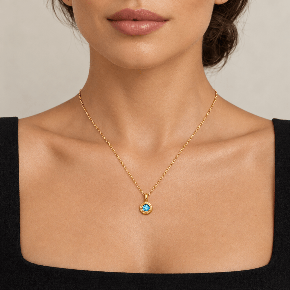 Reagan Crushed Birthstone Pendant Necklace - CLAYCALI