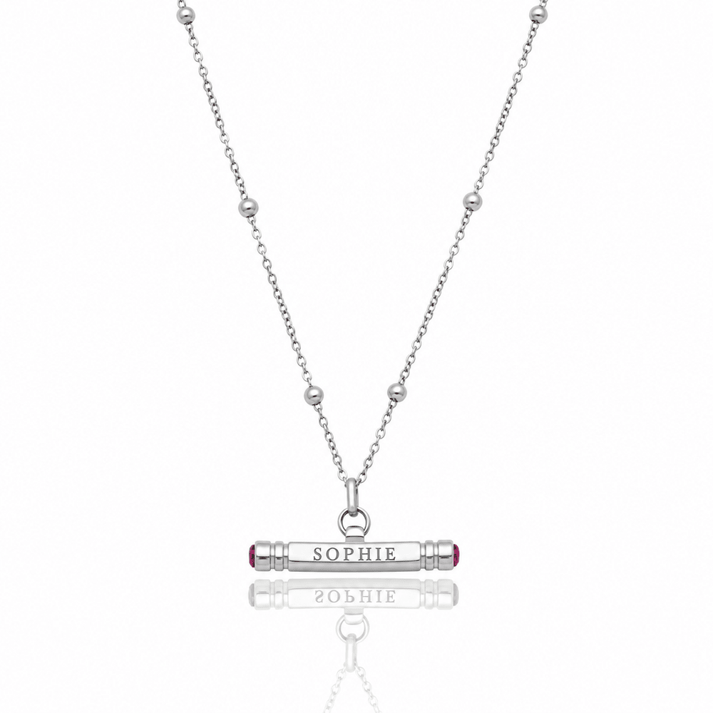 Leah Custom Name & Birthstone T-Bar Necklace - CLAYCALI
