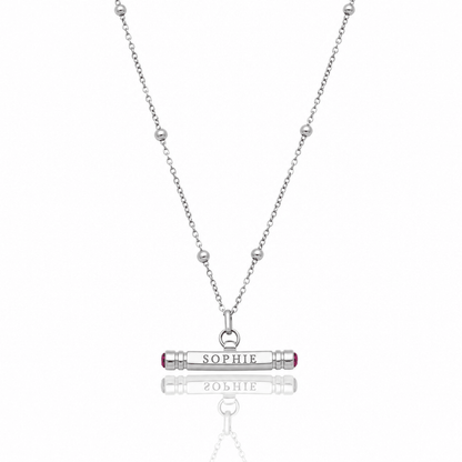 Leah Custom Name & Birthstone T-Bar Necklace - CLAYCALI