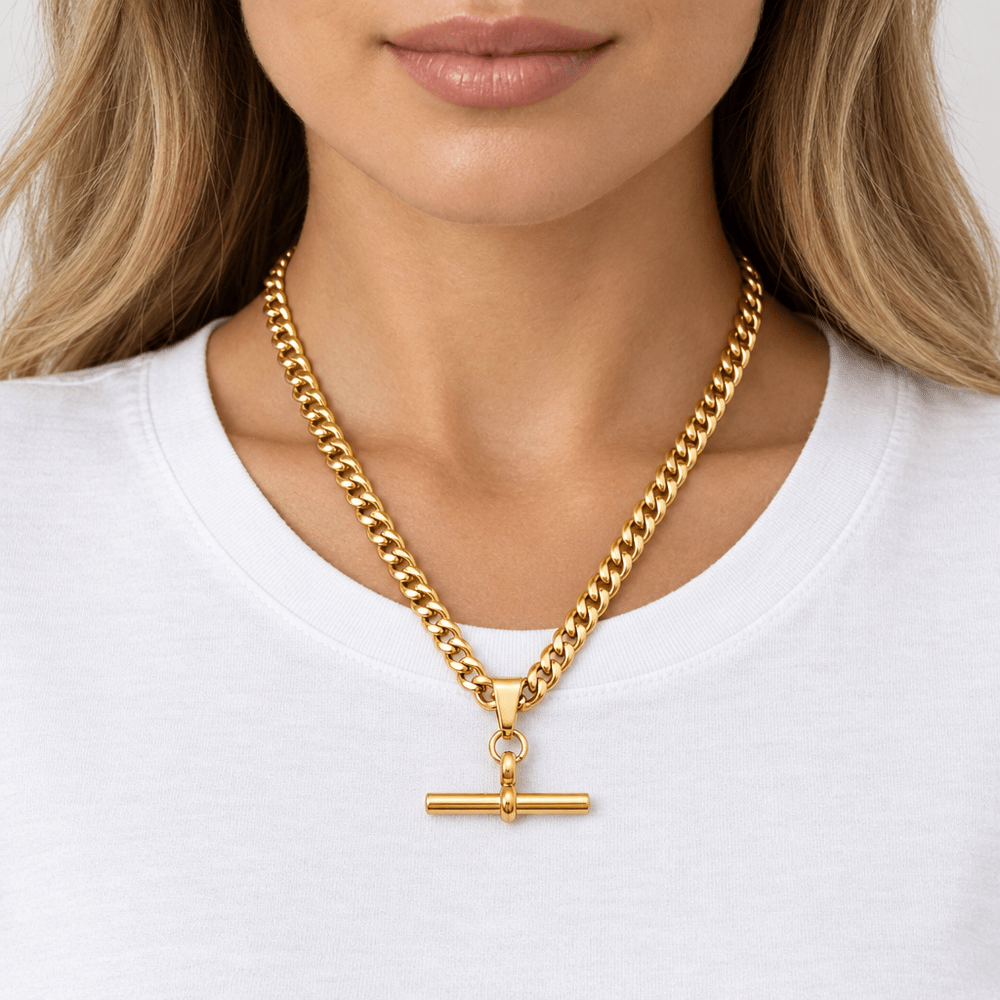 Jolie Curb Chain Fob Necklace - CLAYCALI
