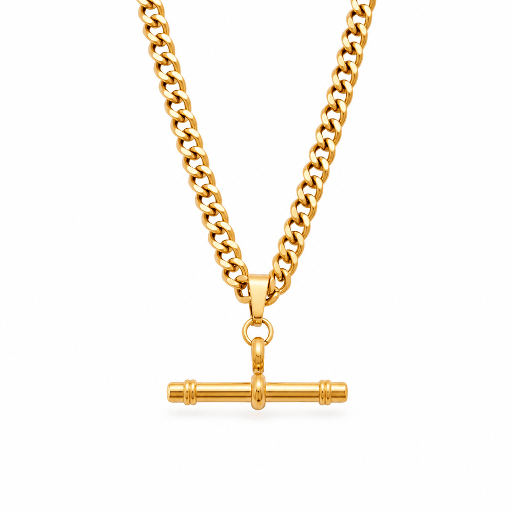 Jolie Curb Chain Fob Necklace - CLAYCALI