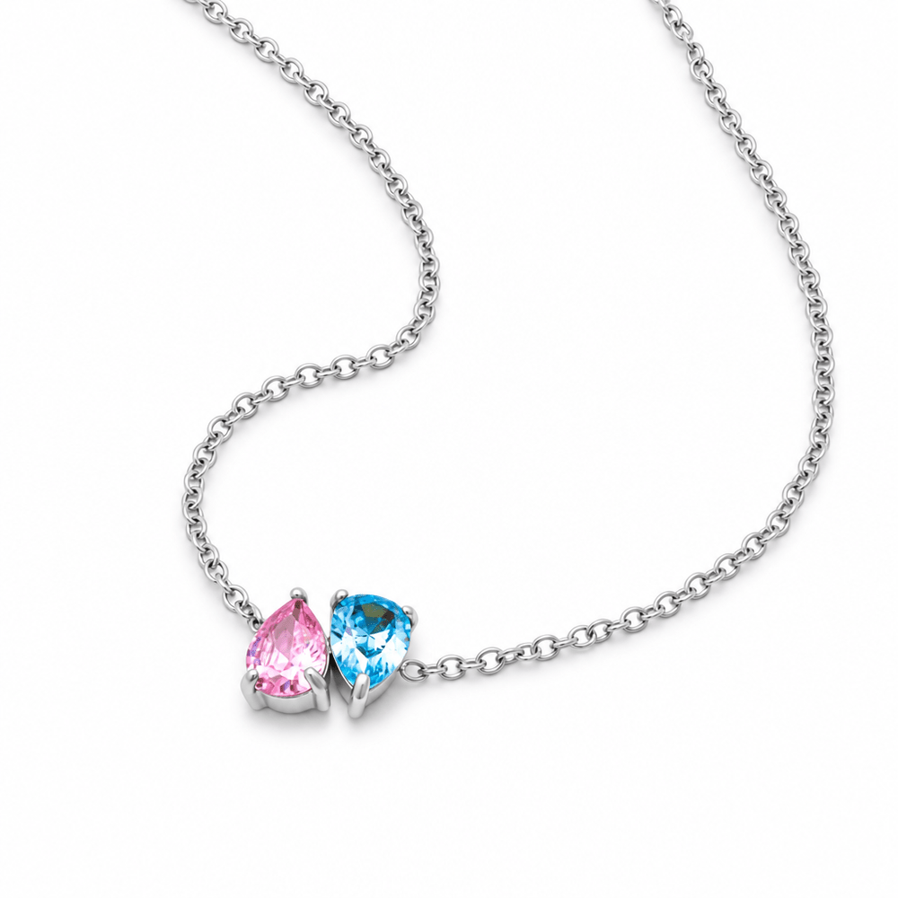 Bianca Duo Teardrop Birthstone Necklace - CLAYCALI