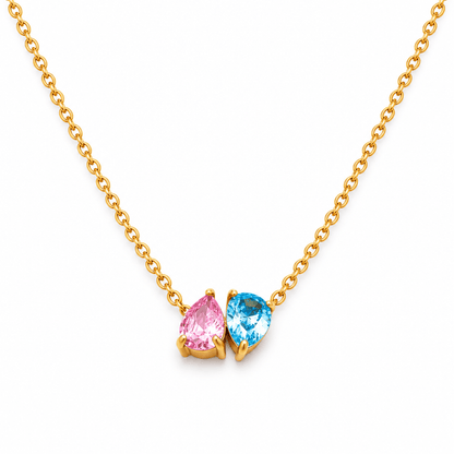 Bianca Duo Teardrop Birthstone Necklace - CLAYCALI