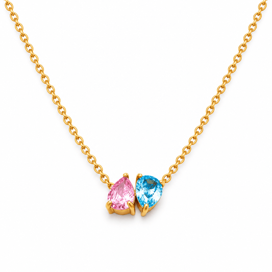 Bianca Duo Teardrop Birthstone Necklace - CLAYCALI