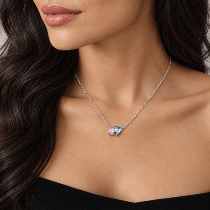 Bianca Duo Teardrop Birthstone Necklace - CLAYCALI