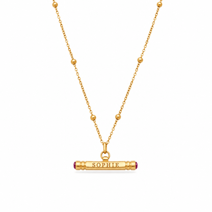 Leah Custom Name & Birthstone T-Bar Necklace - CLAYCALI