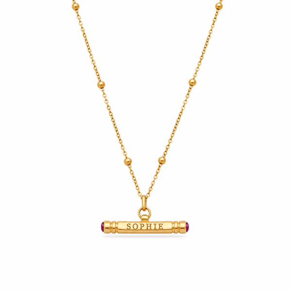Leah Custom Name & Birthstone T-Bar Necklace