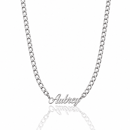 Paige Bold Curb Name Necklace - CLAYCALI