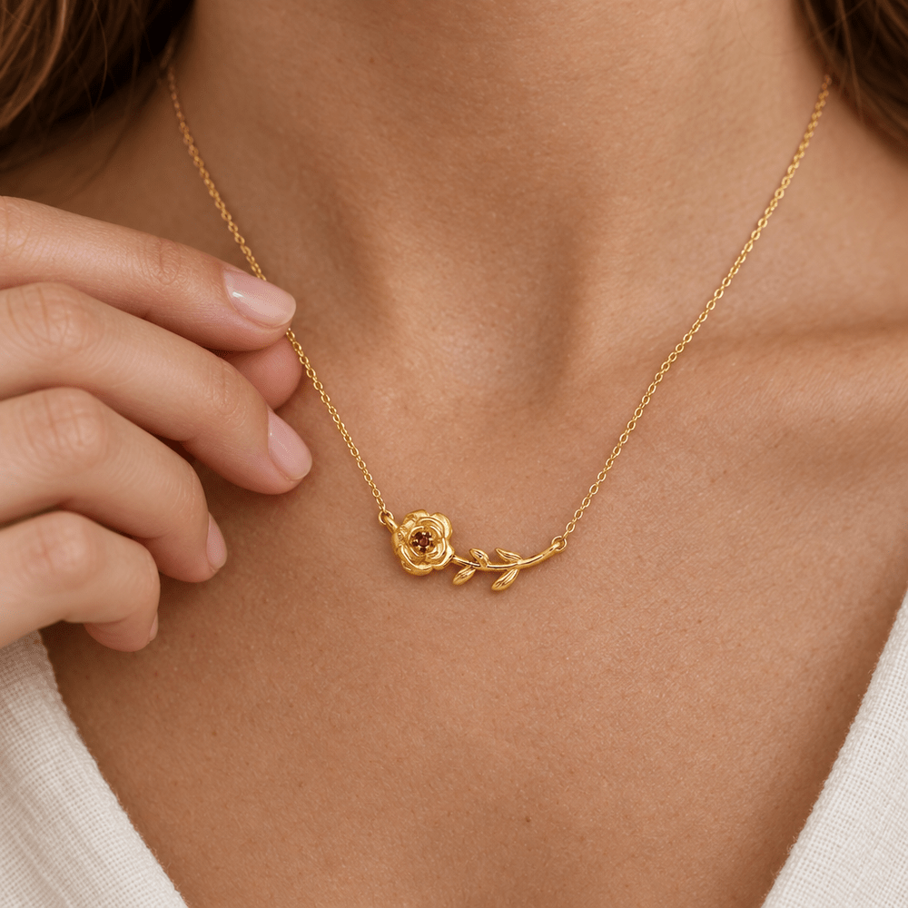 Emma Dainty Birthflower Necklace - CLAYCALI