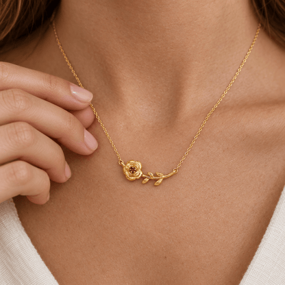 Emma Dainty Birthflower Necklace - CLAYCALI