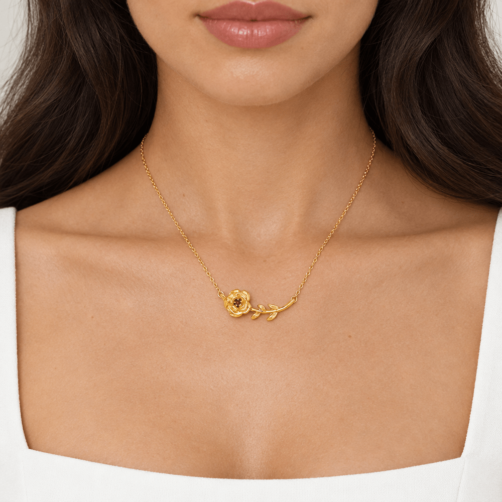 Emma Dainty Birthflower Necklace - CLAYCALI