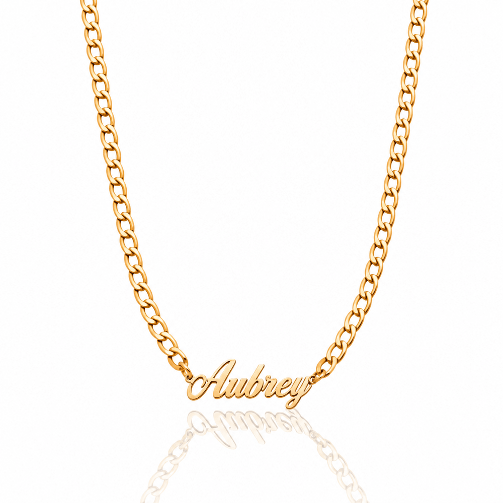 Paige Bold Curb Name Necklace - CLAYCALI