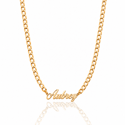 Paige Bold Curb Name Necklace - CLAYCALI