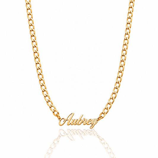 Paige Bold Curb Name Necklace - CLAYCALI