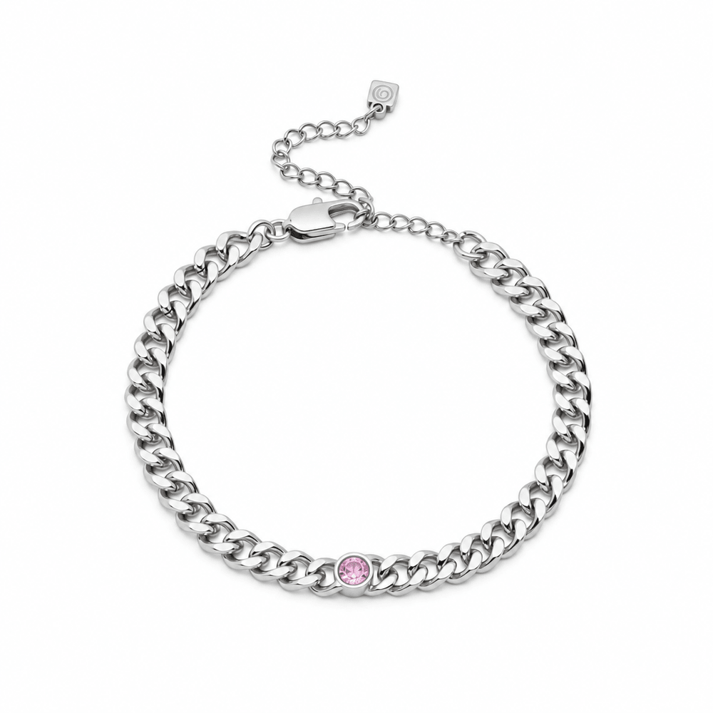 Grace Curb Chain Birthstone Bracelet - CLAYCALI