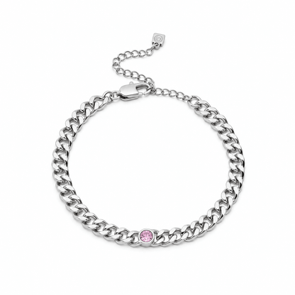 Grace Curb Chain Birthstone Bracelet - CLAYCALI