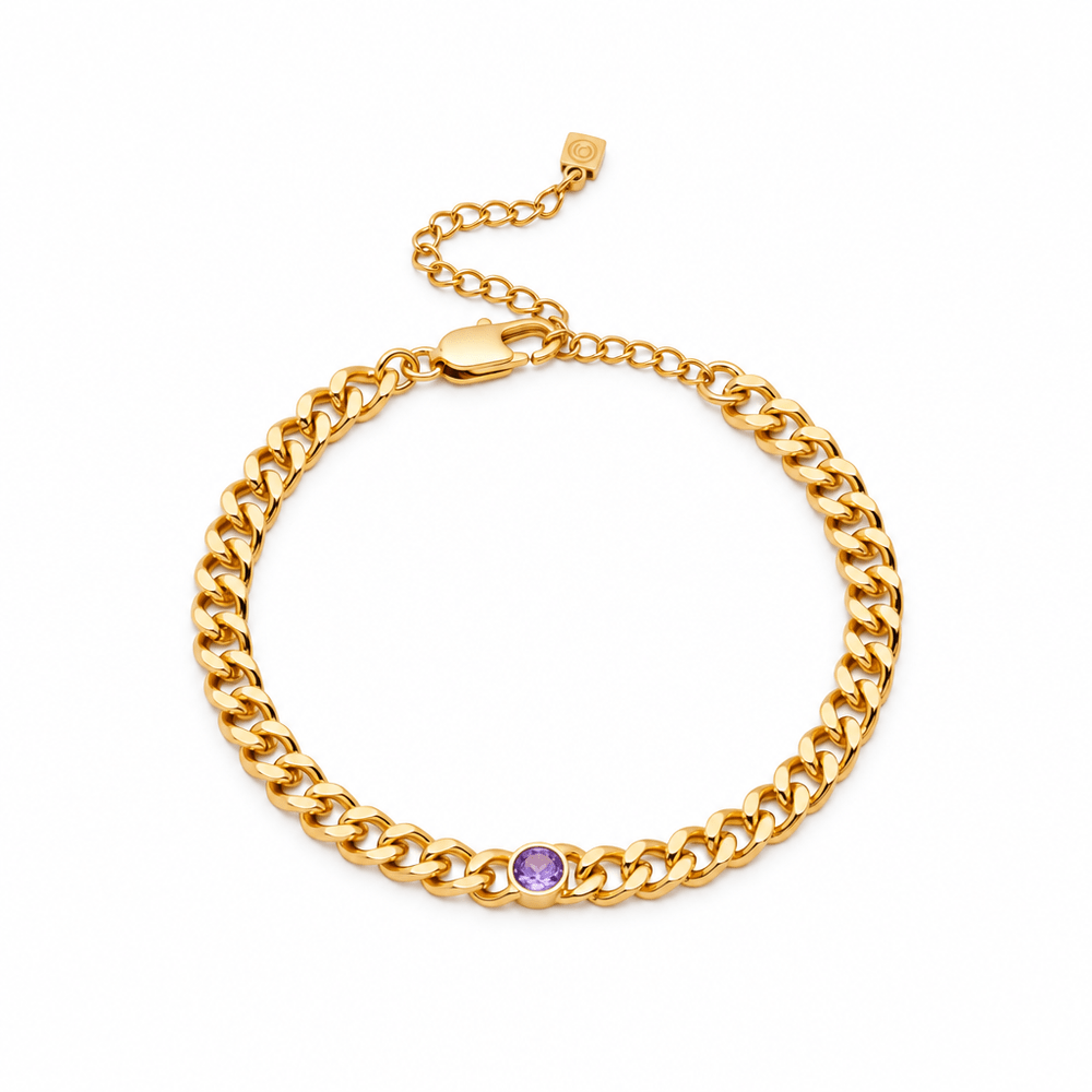 Grace Curb Chain Birthstone Bracelet - CLAYCALI