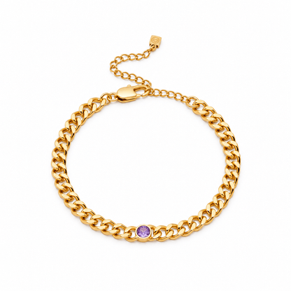 Grace Curb Chain Birthstone Bracelet - CLAYCALI