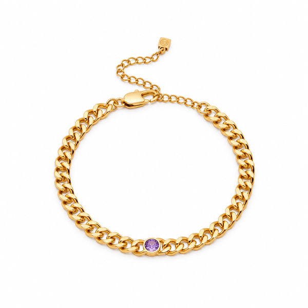 Grace Curb Chain Birthstone Bracelet