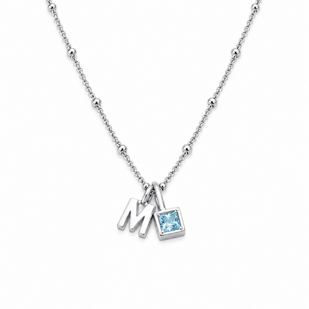 Quinn Gem Initial Necklace - CLAYCALI