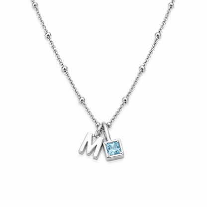 Quinn Gem Initial Necklace - CLAYCALI