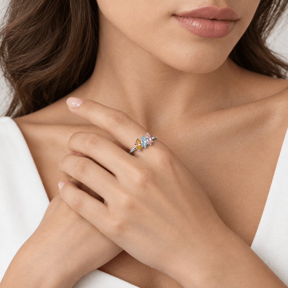 Tessa Marquise Family Birthstone Ring - CLAYCALI